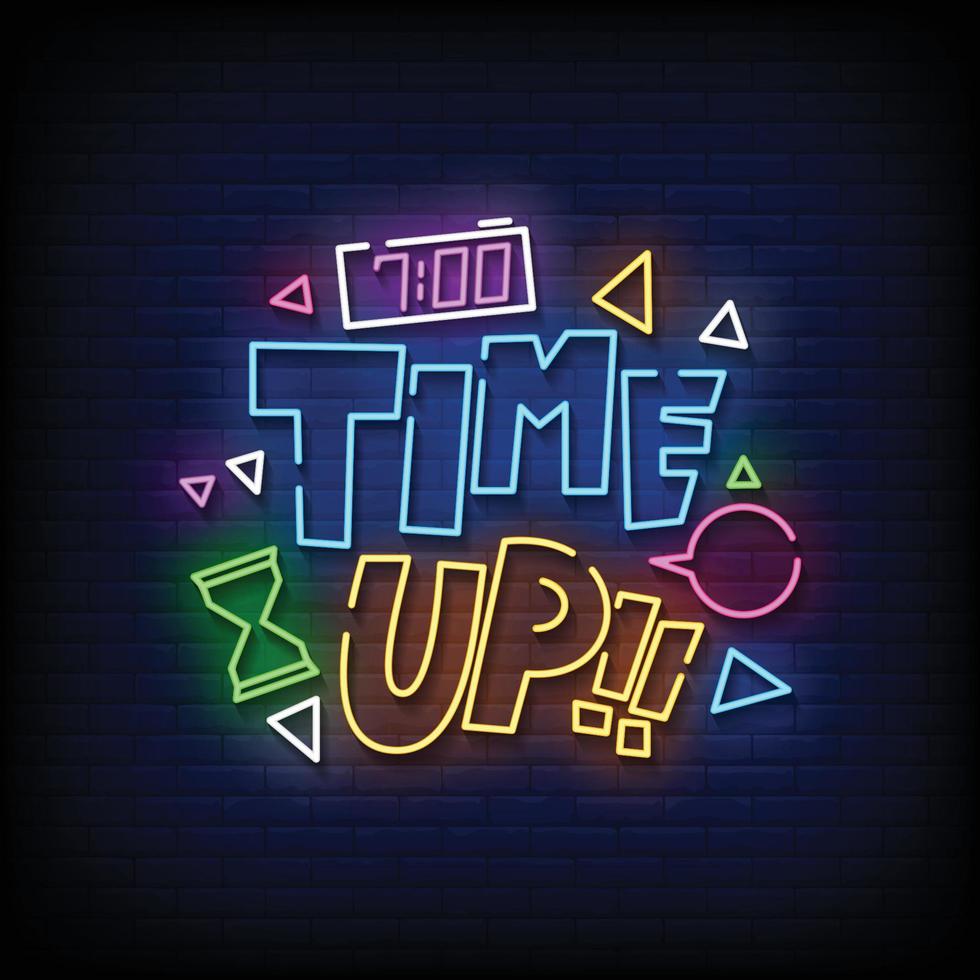 time up neonskyltar stil text vektor