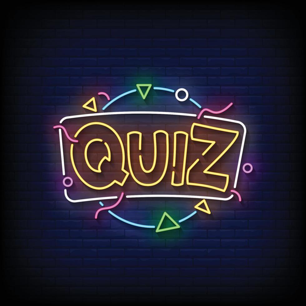 Quiz Neon Zeichen Stil Text Vektor