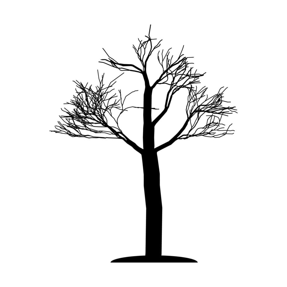 Die Silhouette des Baumes ist schwarz ohne Blätter. ein einsamer Baum mit kahlen Ästen. alter Baum.Vektor vektor