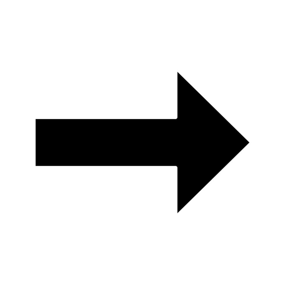 Vorwärtspfeil-Glyphen-Symbol. nächste. rechter Pfeil. Bewegung. Silhouettensymbol. negativer Raum. vektor isolierte illustration