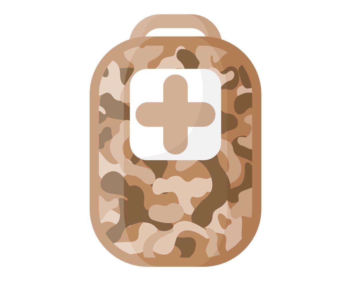 Soldat Militär Sandwüste Khaki Camouflage Verbandskasten oder Tasche. militärisches konzept für armee, soldaten und krieg. vektor