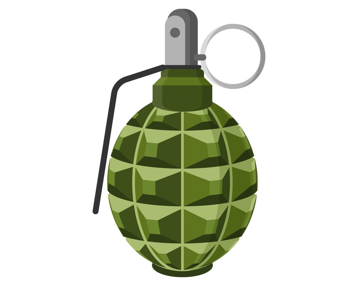 enda strid oexploderad grön militär metall hand citron granat med nål. begreppet terrorism och krig. vektor