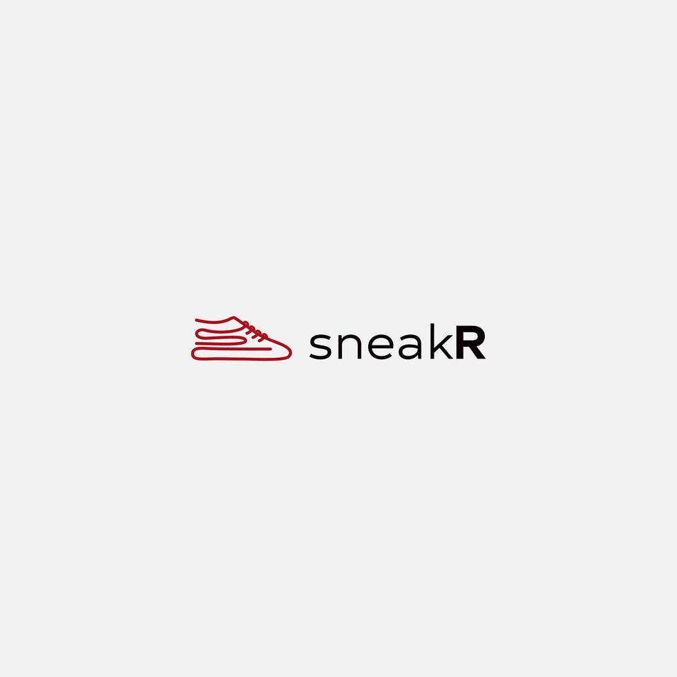 sneakers line art skor logotyp vektor