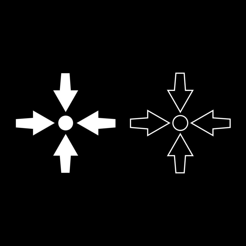 fyra pilar pekar visa till punkt ikonuppsättning vit färg illustration platt stil enkel bild vektor