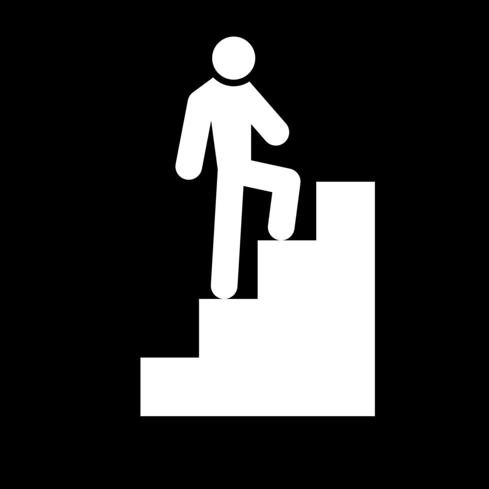 en man som går i trappor vit färgikon. vektor