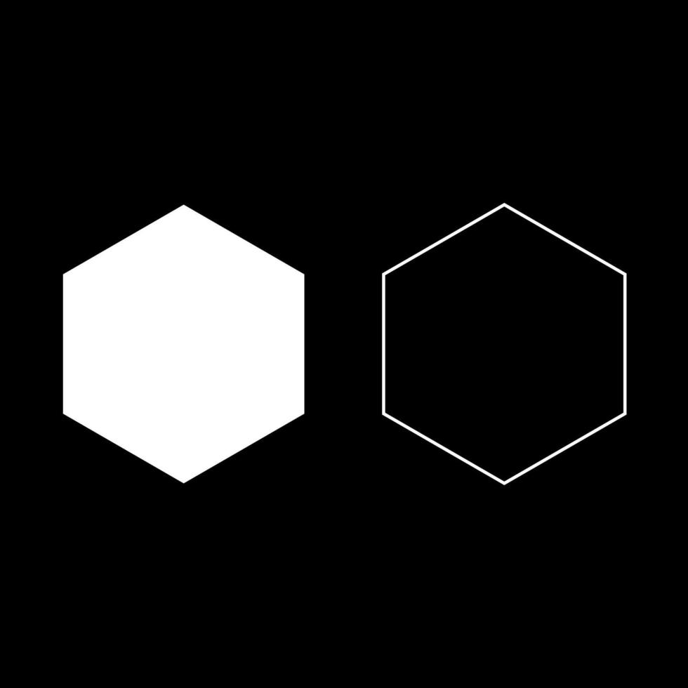 hexagon ikonuppsättning vit färg illustration platt stil enkel bild vektor