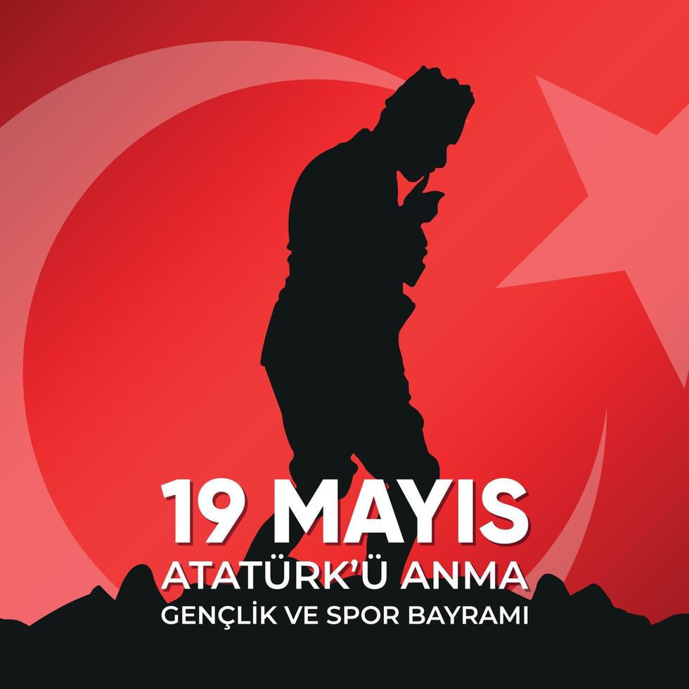 19 maj ataturk'u anma, genclik ve spor bayrami. 19 maj högtidlighållande av ataturk, ungdoms- och idrottsdagen. vektor