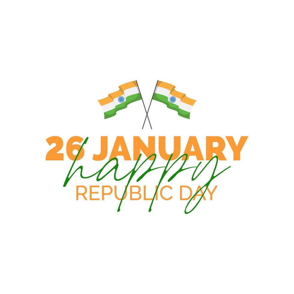 indiska republikens dag 26 januari. glad indiska republikens dag koncept med indiska flaggor. vektor