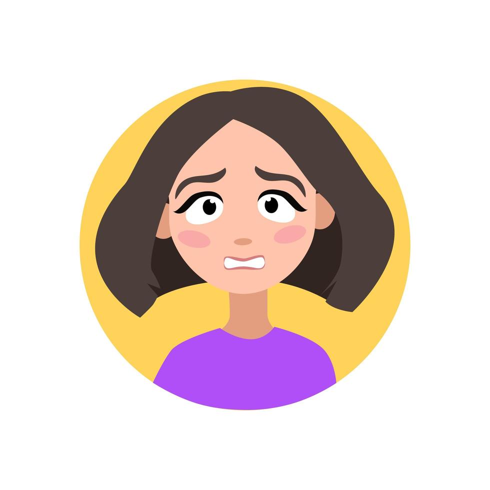 kvinnlig användarprofil. avatar är en kvinna. en karaktär för en skärmsläckare med känslor. vektor illustration på en vit isolerad bakgrund.