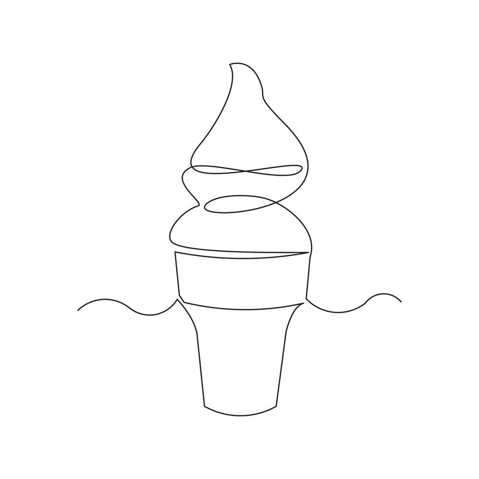 durchgehende Linienzeichnung köstlich frisch von Eistüte. einzelne einzeilige kunst der süßen eiscreme-gelato-wüste. Vektor-Illustration vektor