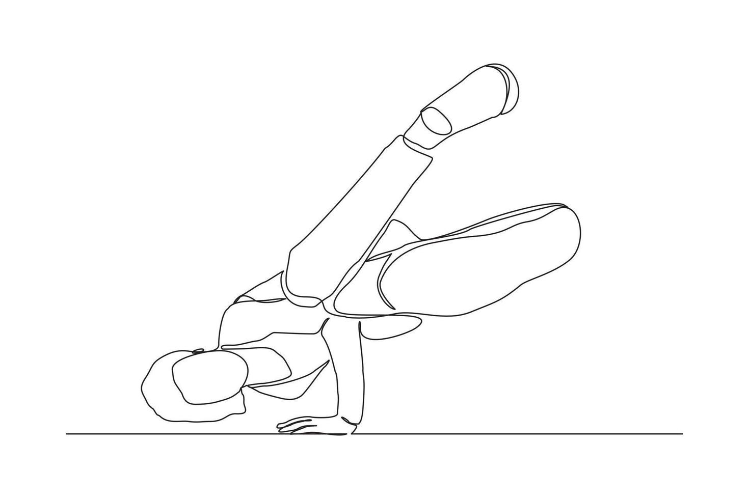 kontinuierliche Linienzeichnung des Handstandes der Breakdancerin. einzelnes einzeiliges kunstkonzept des weiblichen hip-hop-tanzes. Vektor-Illustration vektor