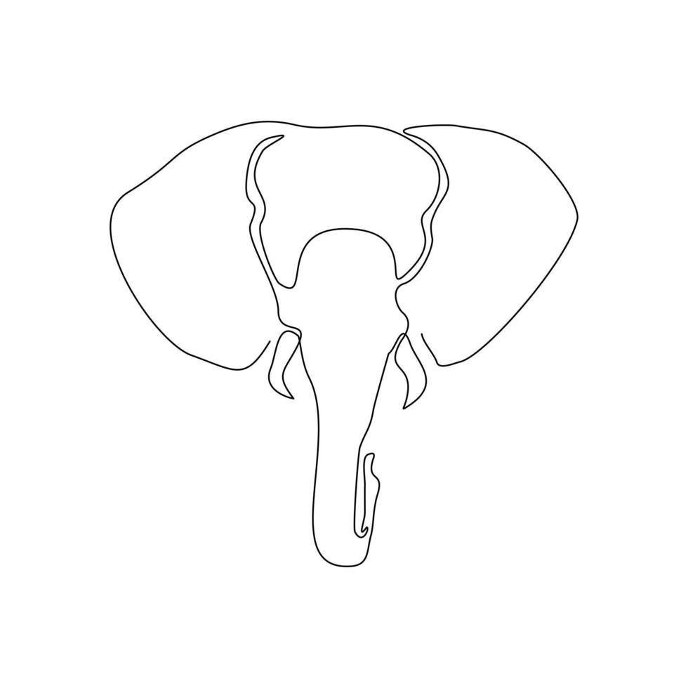 genomgående linje elefanthuvud. en rad konst av vild elefant. vektor illustration