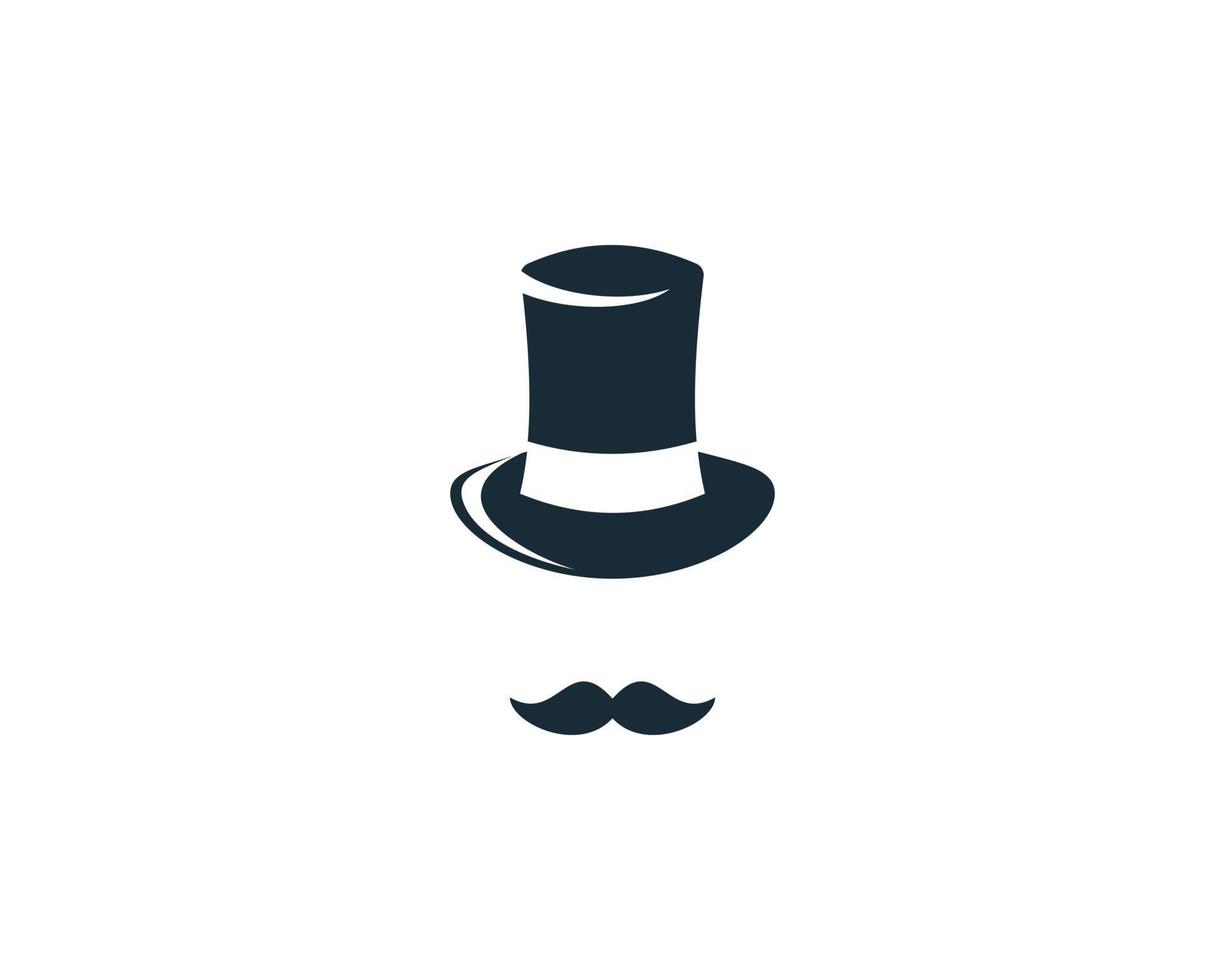 vintage hatt, retro ansikte med mustasch ikon vektor logotyp mall illustration design