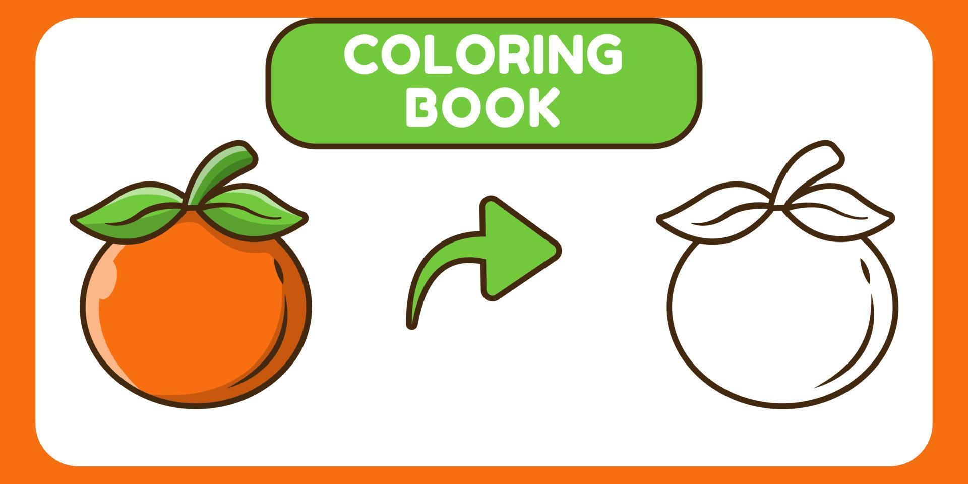 söt orange handritad tecknad doodle målarbok för barn vektor