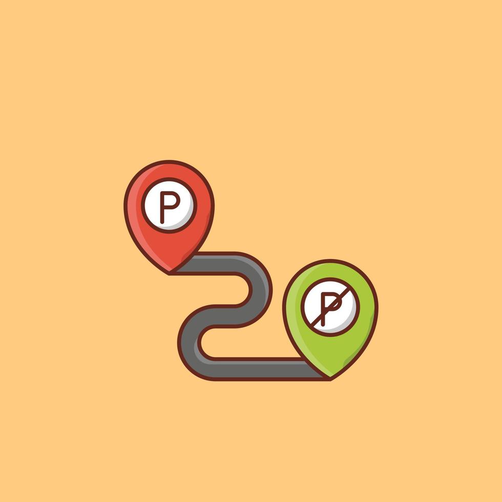 Route-Vektor-Illustration auf einem Hintergrund. Premium-Qualitätssymbole. Vektorlinie flaches Farbsymbol für Konzept und Grafikdesign. vektor