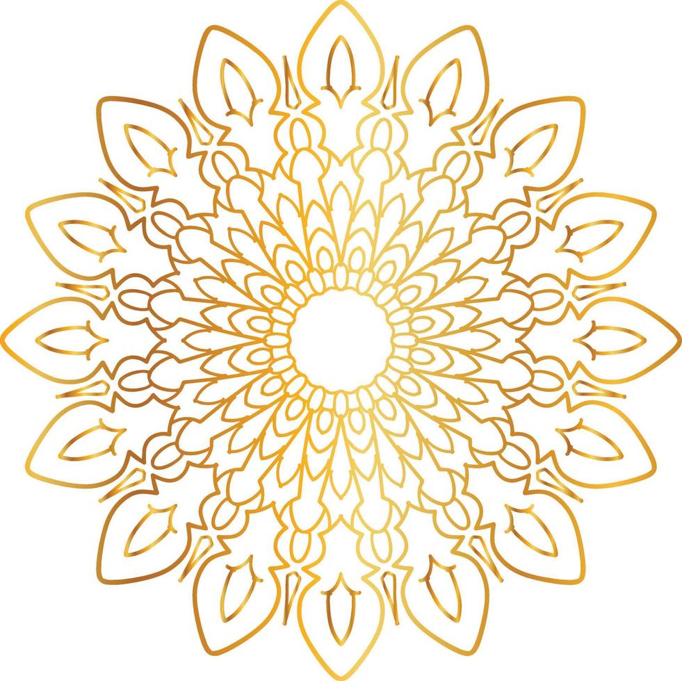 mandala design med gyllene konstverk, vintage, kunglig, cirkel, blomma vektor