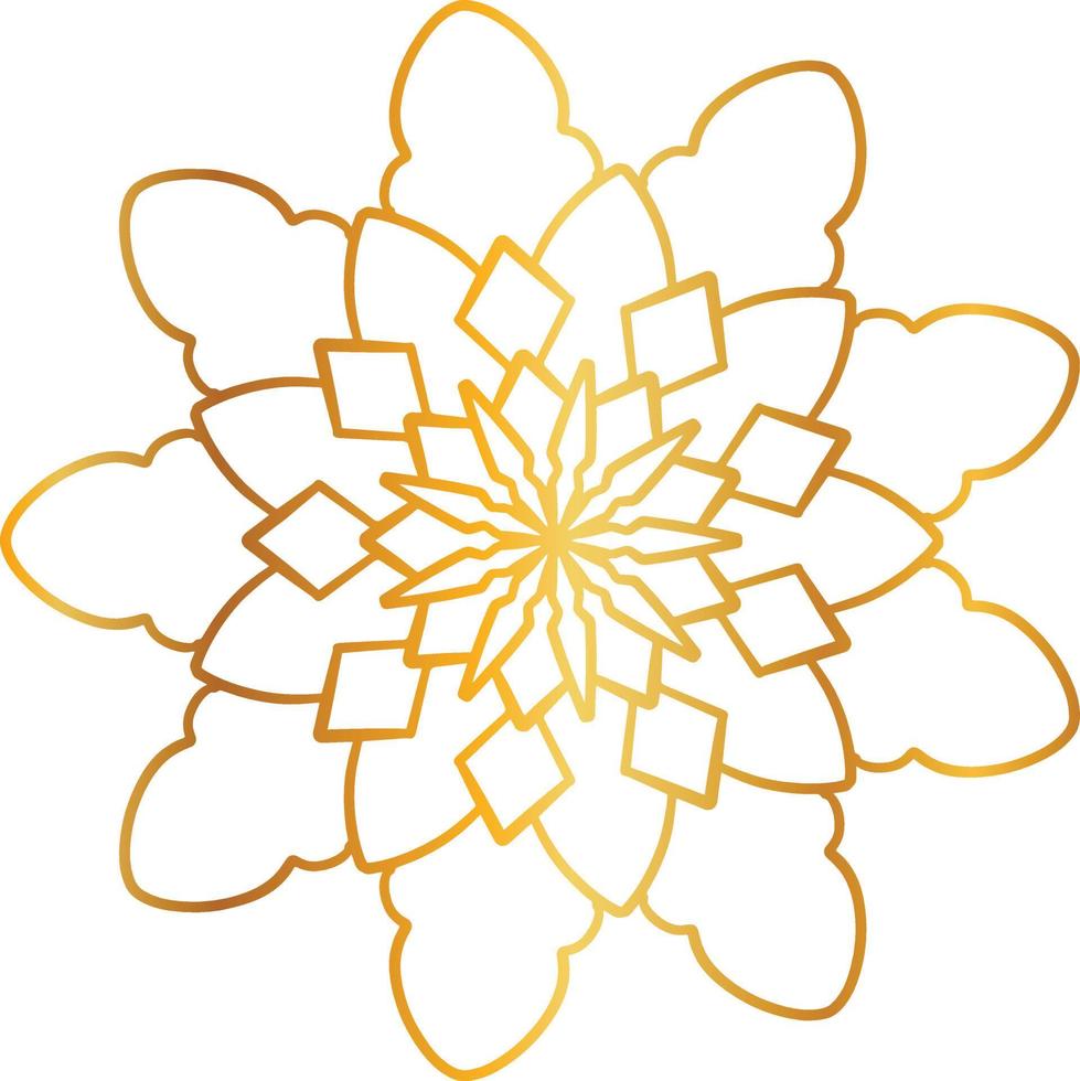 goldenes Mandala-Design, königlicher Look und Designkunst, Vintage, traditionell vektor