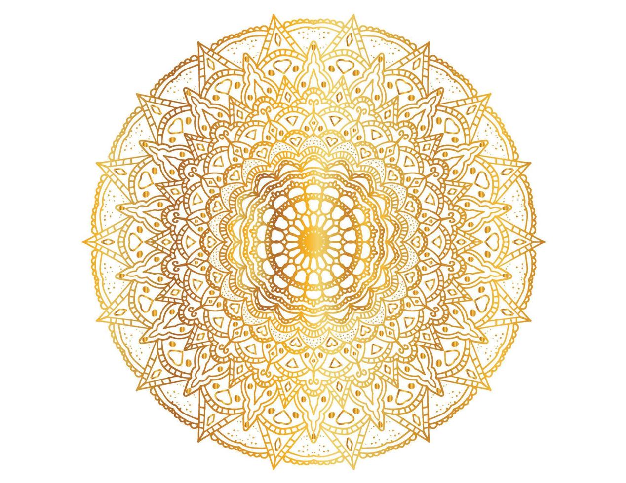 goldenes Mandala-Design, königlicher Look und Designkunst, Vintage, traditionell vektor