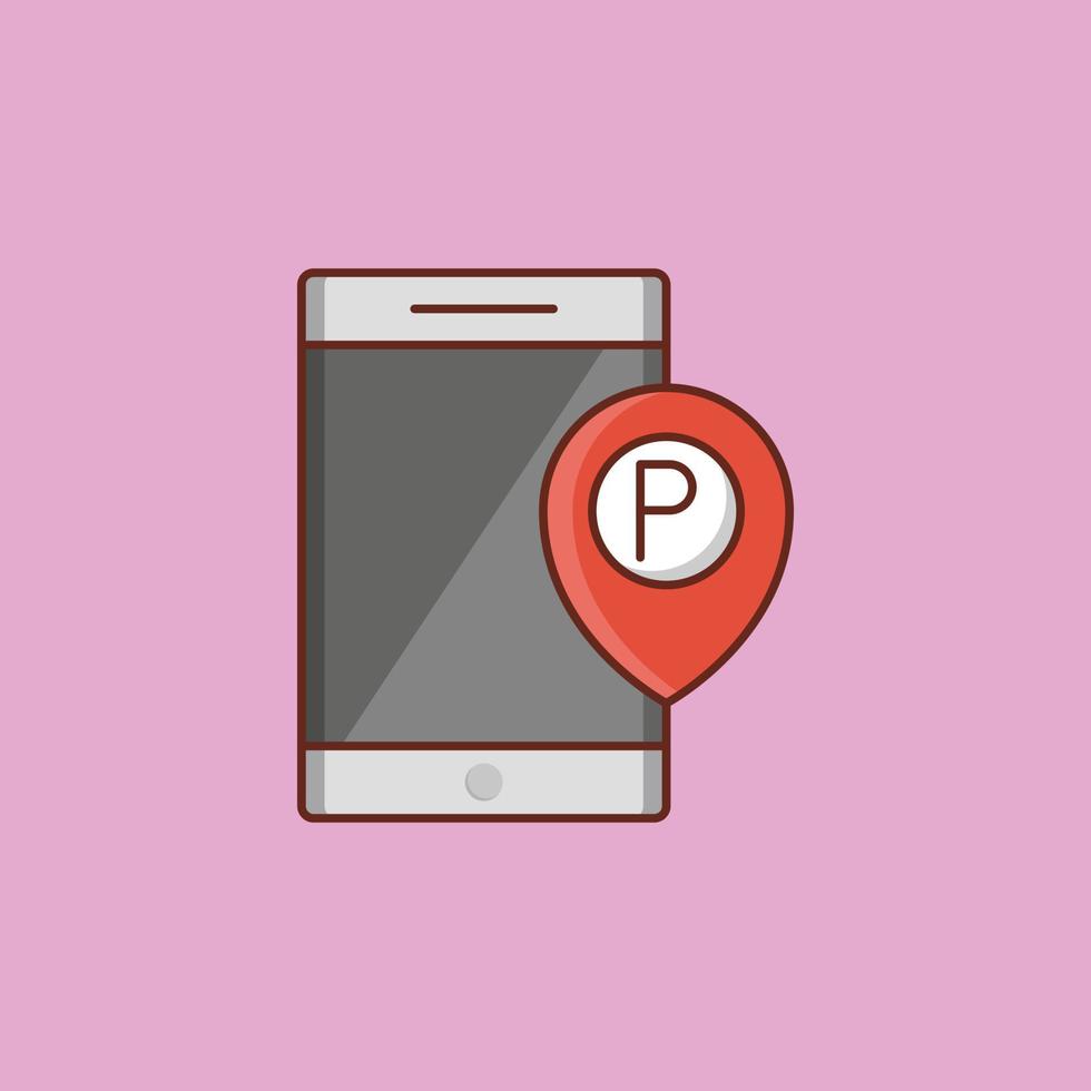 mobile Parkplatz-Vektor-Illustration auf einem Hintergrund. Premium-Qualitätssymbole. Vektorlinie flaches Farbsymbol für Konzept und Grafikdesign. vektor