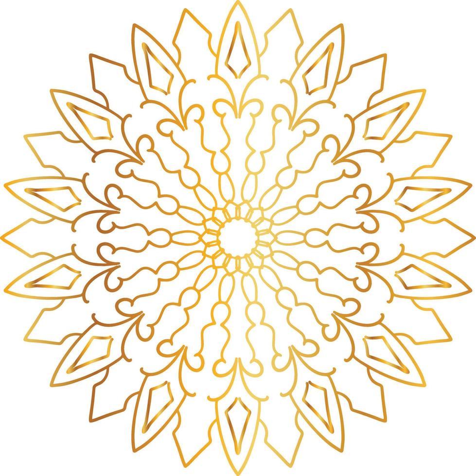 goldenes Mandala-Design, königlicher Look und Designkunst, Vintage, traditionell vektor