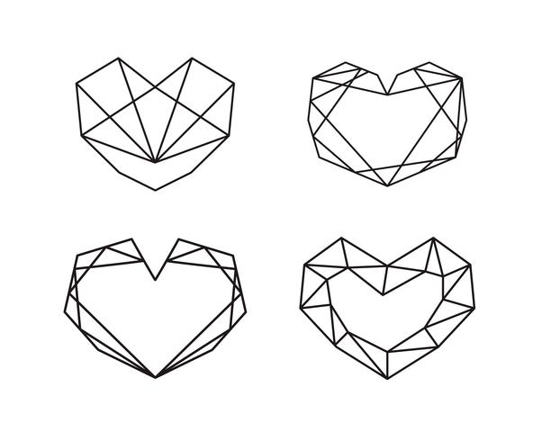 Geometric Heart Shapes Collection. Set of Heart Logos in Vector. Hjärtlogo Symbol och ikoner Alla hjärtans dag vektor