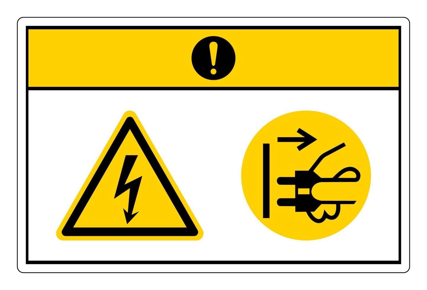 Vorsicht gefährliche Spannung Trennen Sie den Netzstecker von der Steckdose Symbolzeichen auf weißem Hintergrund vektor