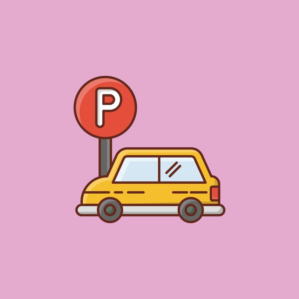 Parkplatz-Vektor-Illustration auf einem Hintergrund. Premium-Qualitätssymbole. Vektorlinie flaches Farbsymbol für Konzept und Grafikdesign. vektor