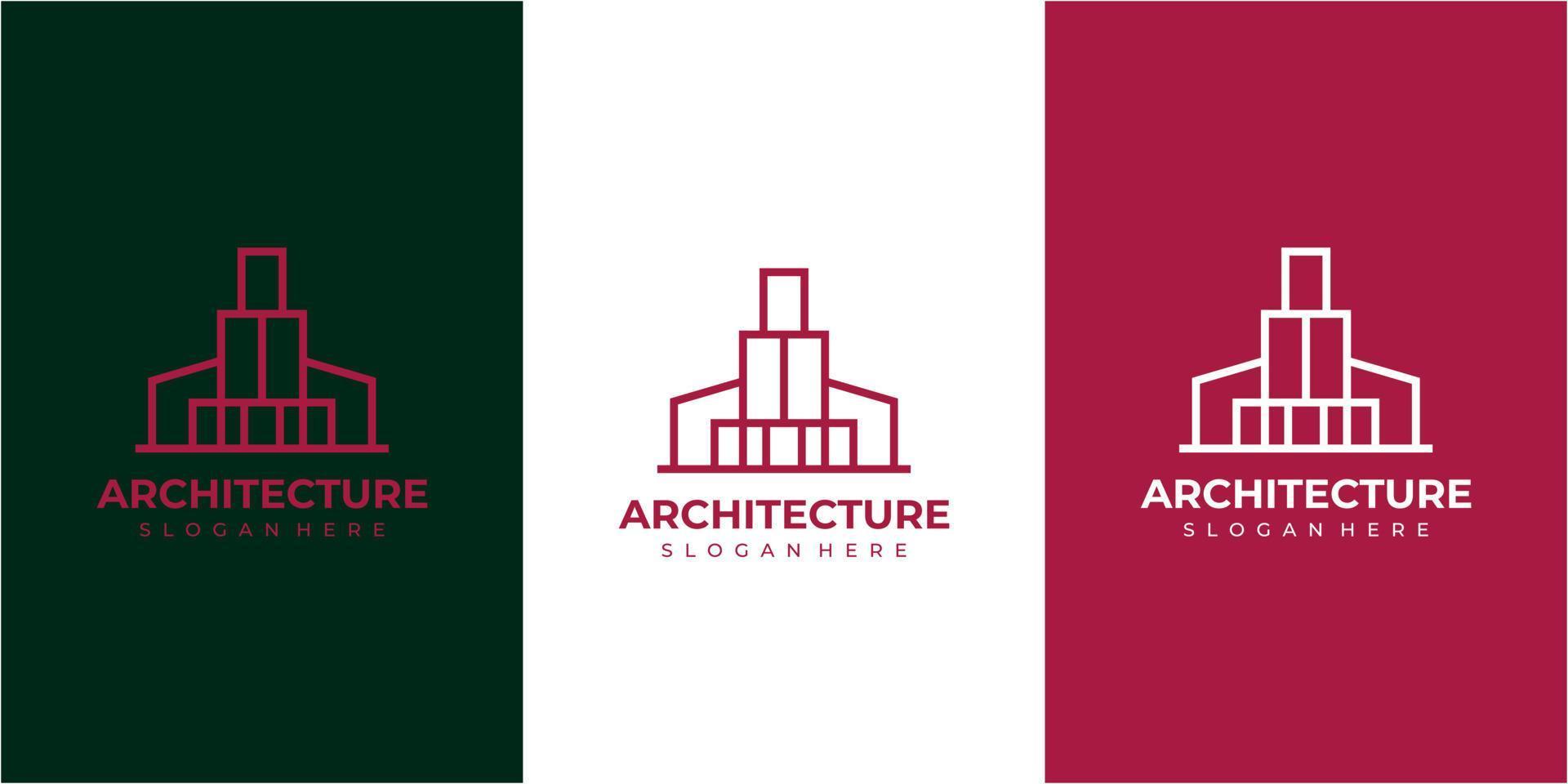 Linie Architektur saubere Logo-Design-Vorlage. Wolkenkratzer-Logo-Design-Ikone vektor