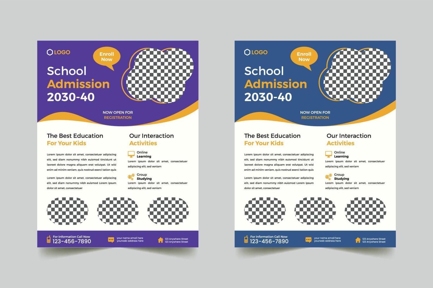 skolan antagning flyer designmall vektor