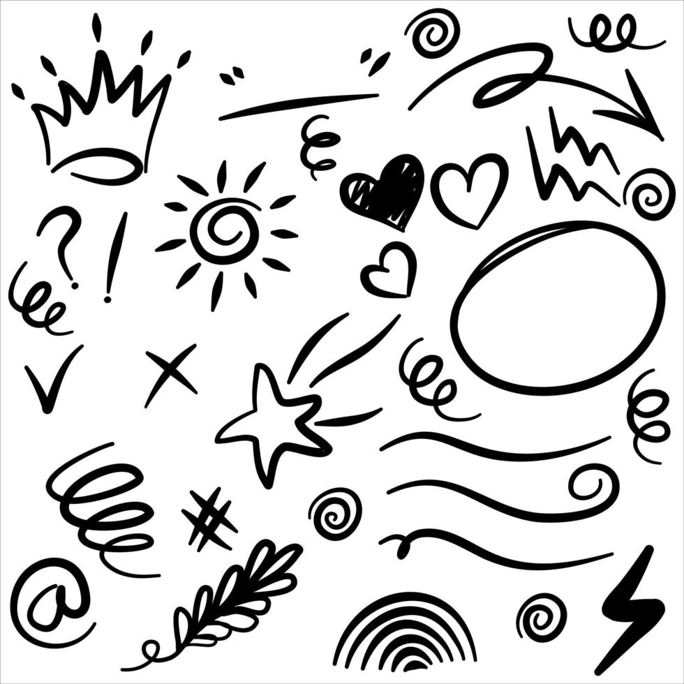 handgezeichnete set-doodle-elemente für die konzeptgestaltung. Vektor-Illustration. vektor