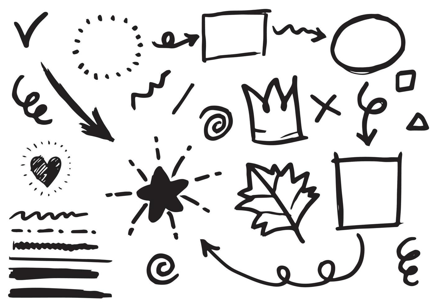 handritad uppsättning doodle element för konceptdesign. vektor illustration.