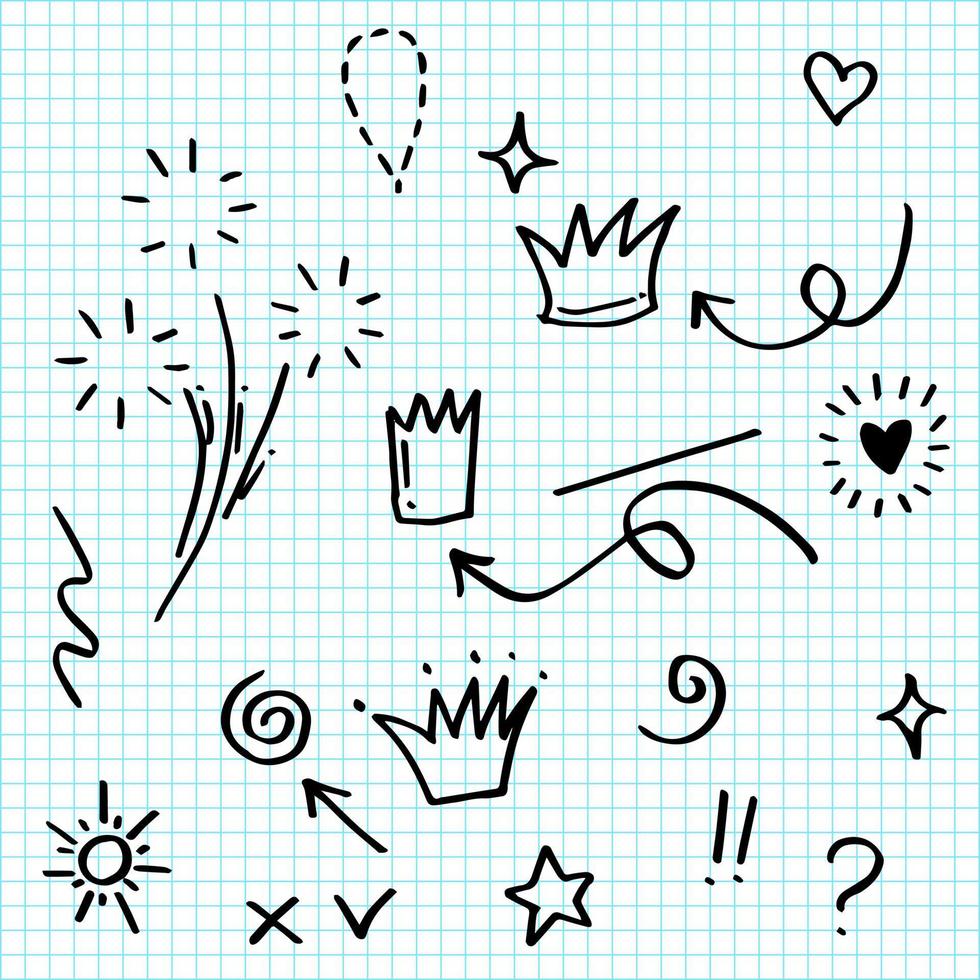 handgezeichnete set-doodle-elemente für die konzeptgestaltung. Vektor-Illustration. vektor