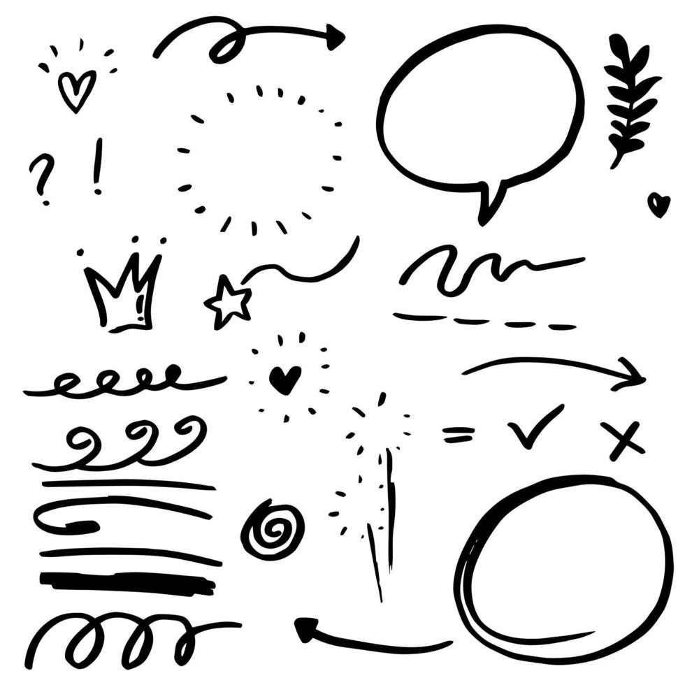 handritad uppsättning doodle element för konceptdesign. vektor illustration.
