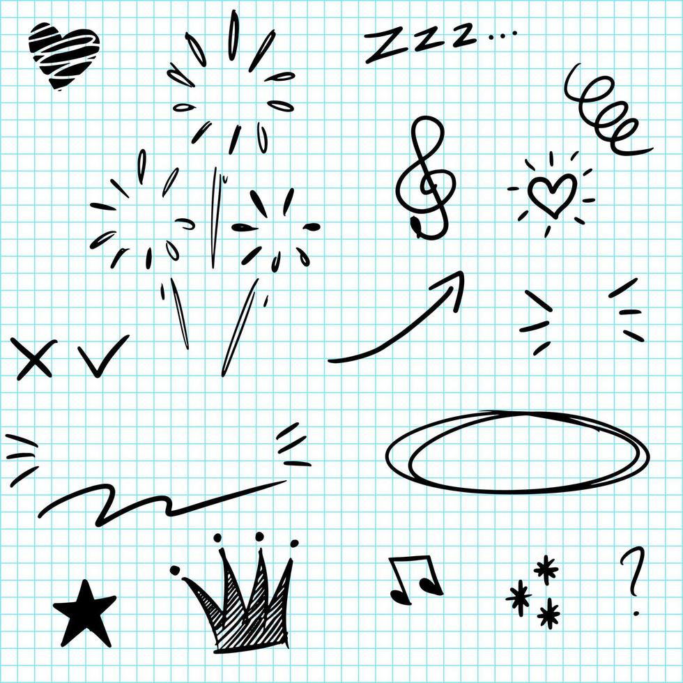 handgezeichnete set-doodle-elemente für die konzeptgestaltung. Vektor-Illustration. vektor