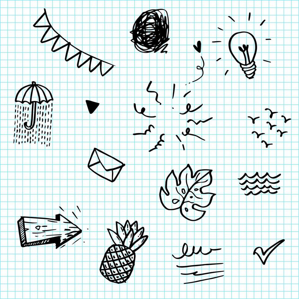 handritad uppsättning doodle element för konceptdesign. vektor illustration.