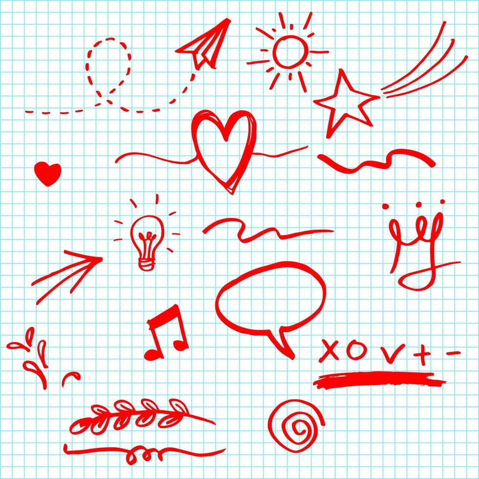 handritad uppsättning doodle element för konceptdesign. vektor illustration.