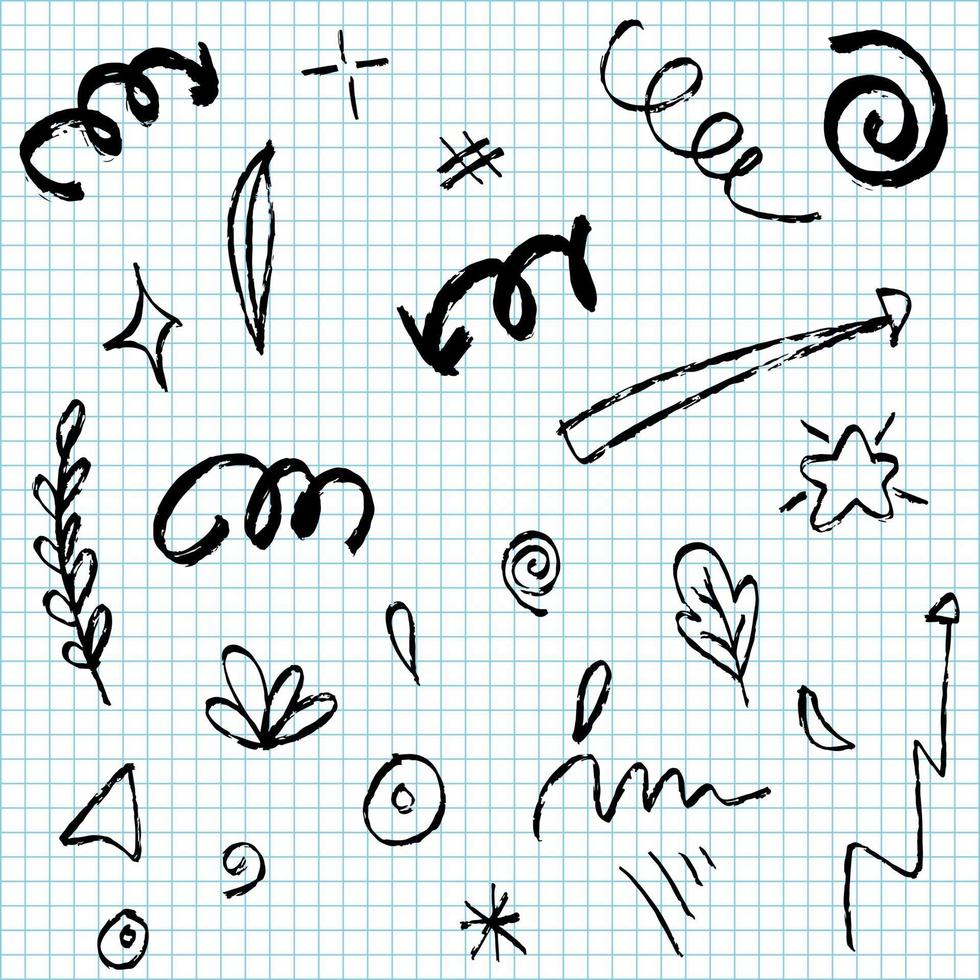 handritad uppsättning doodle element för konceptdesign. vektor illustration.