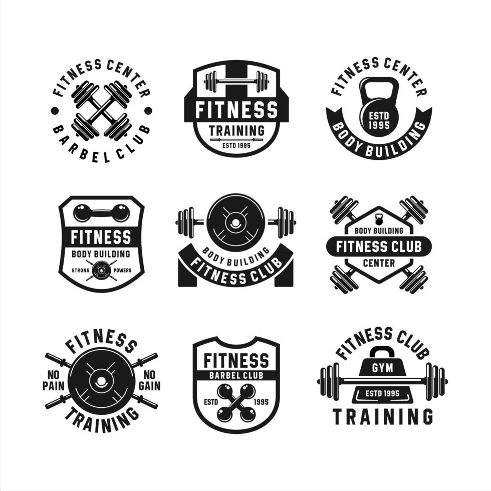 fitness club body building logotyp design samling vektor