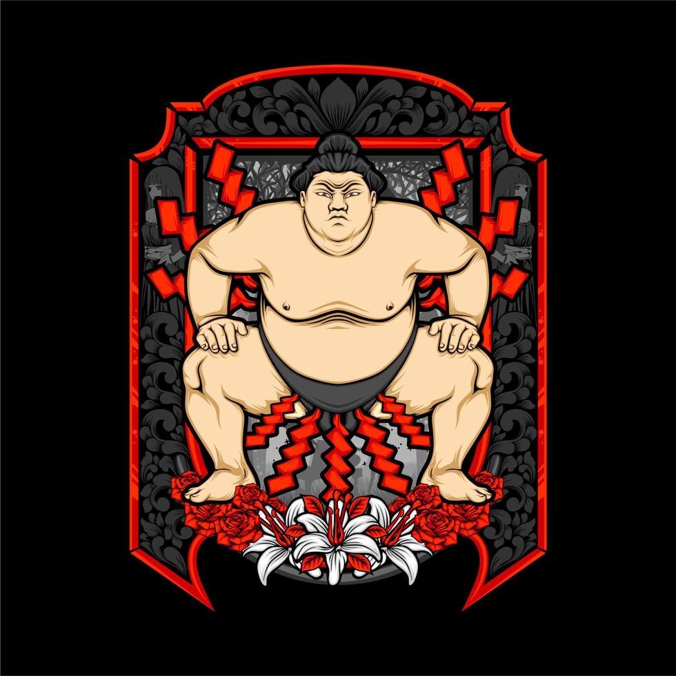japansk sumo illustration vektor