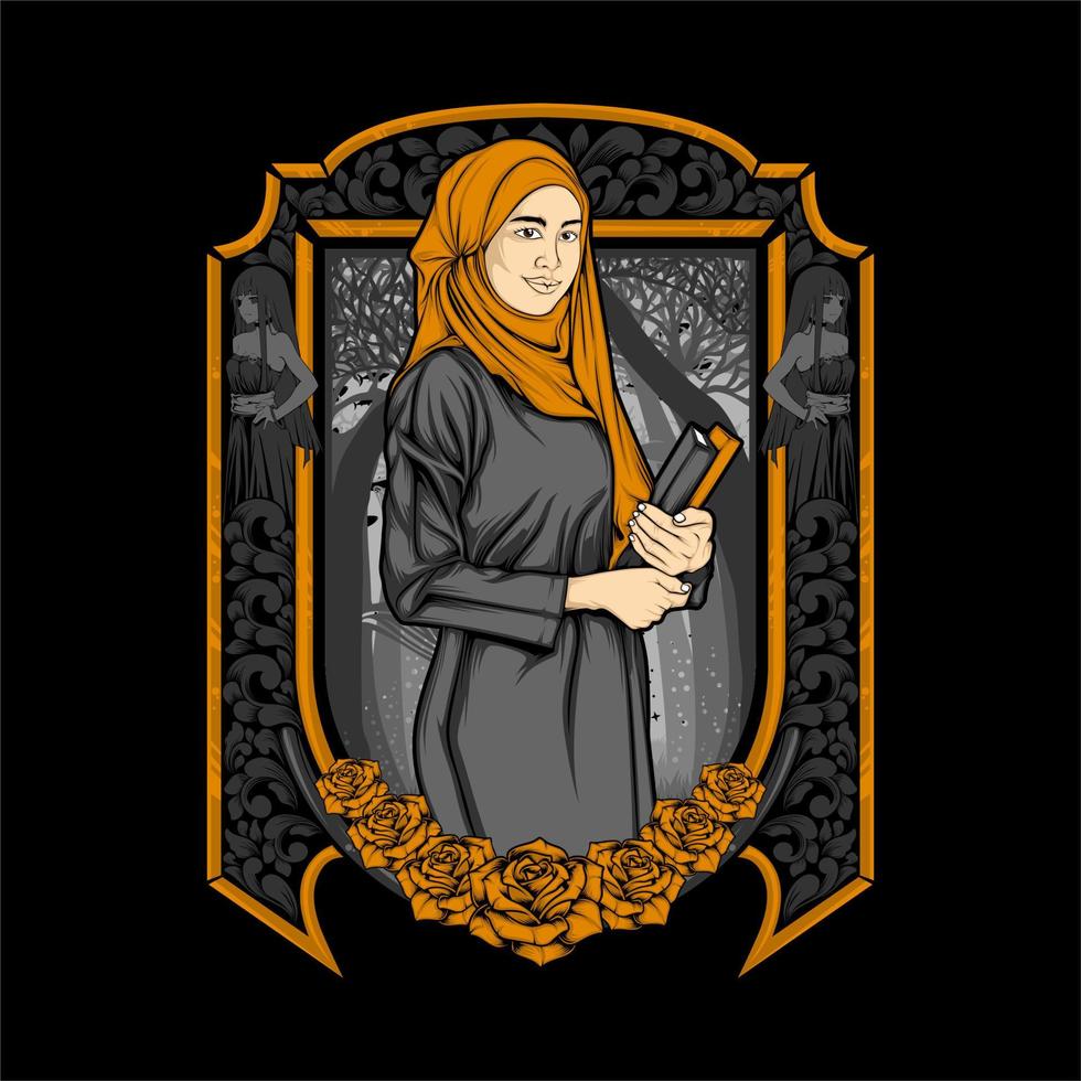 Ramadhan Hijab Mädchen Illustration vektor