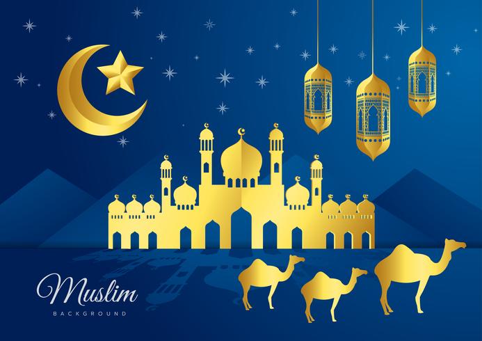 Vektor illustration av Eid Mubarak islamisk semester hälsningskort design