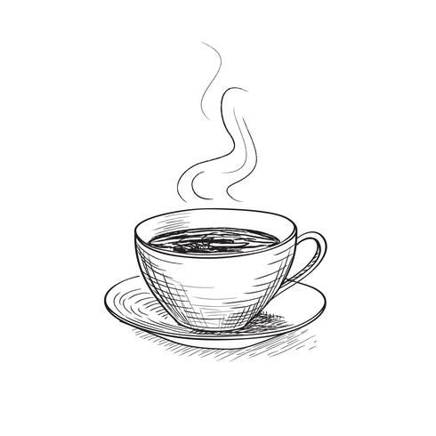 Tasse Kaffee Gravur isoliert. Kaffeepause-Symbol. vektor