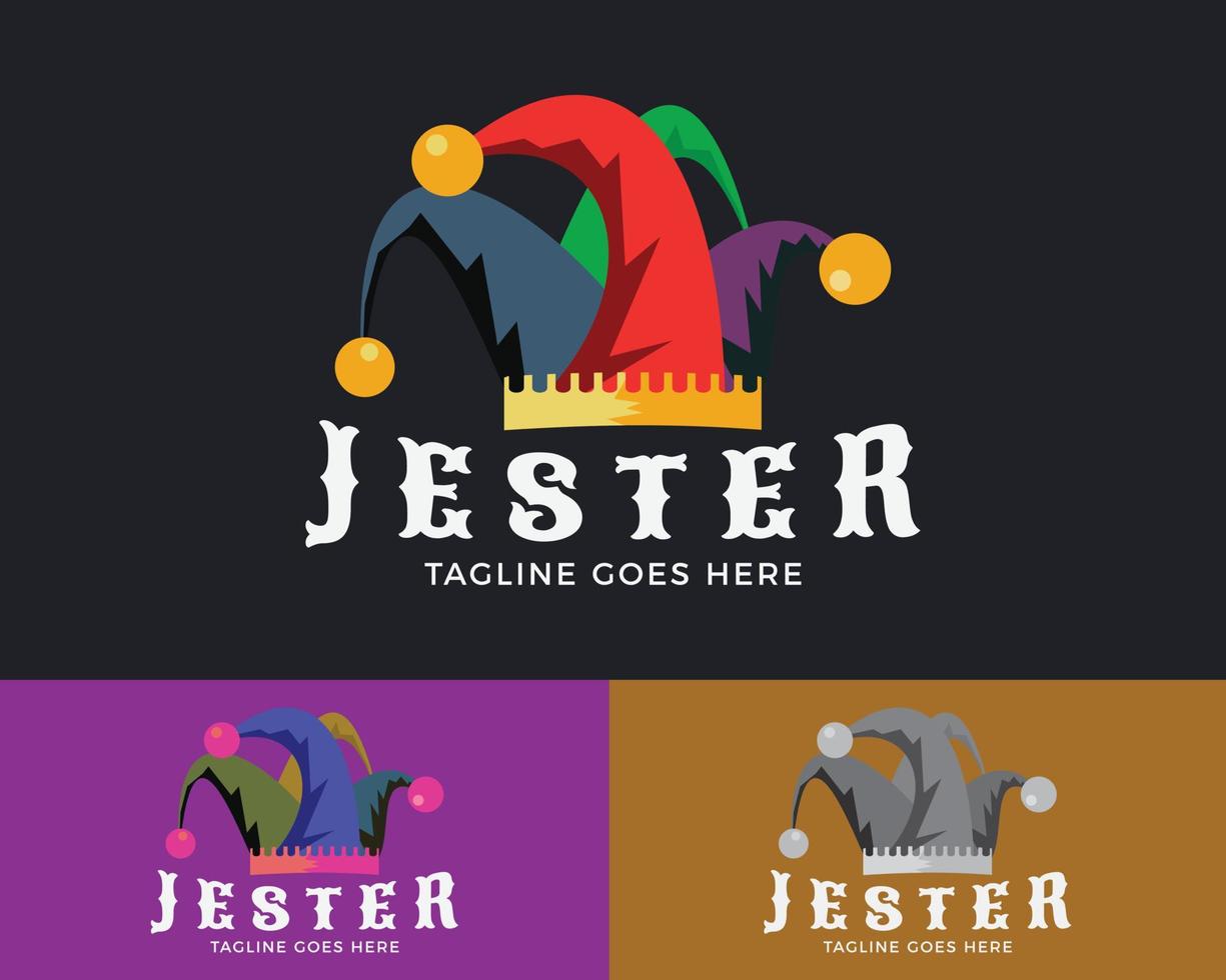jester hatt logotyp vektor ikon illustration
