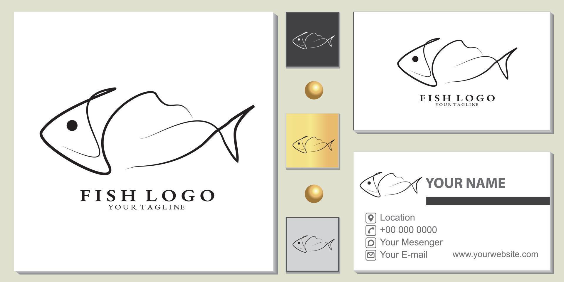 fisk logotyp premium mall med elegant visitkort vektor eps 10