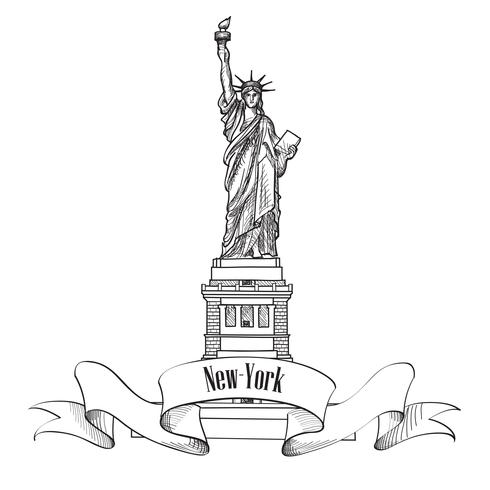 Liberty Statue, New York City, USA. Resa USA symbol. vektor