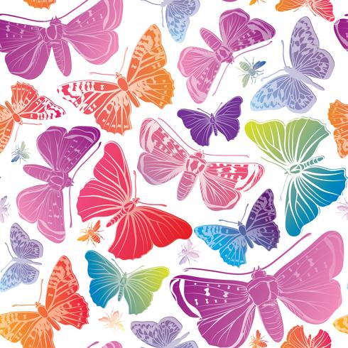 Butterfly sömlös mönster. Sommarlov djurliv blommig bakgrund. vektor