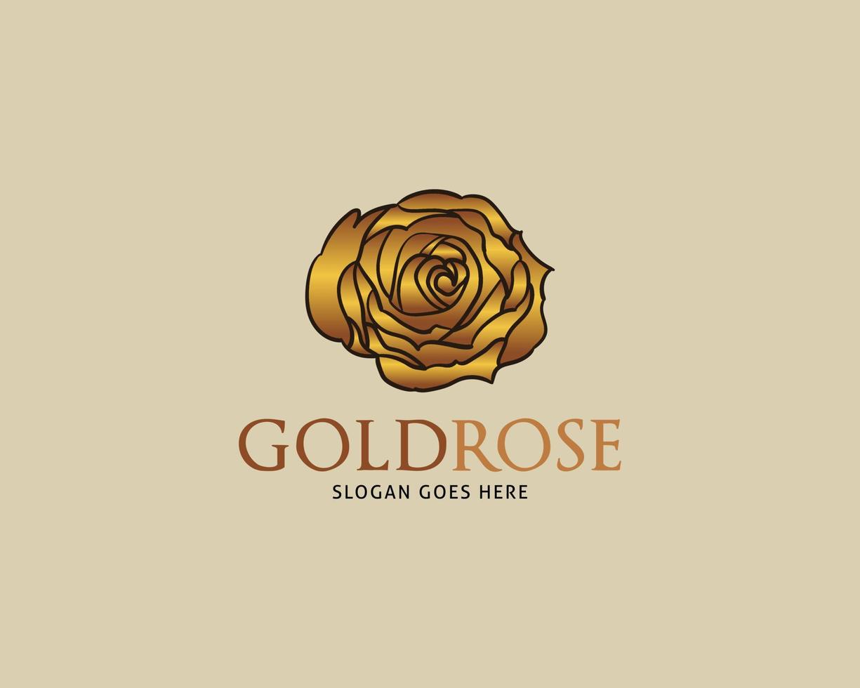 goldene Rose Vektor-Logo-Design-Vorlage vektor