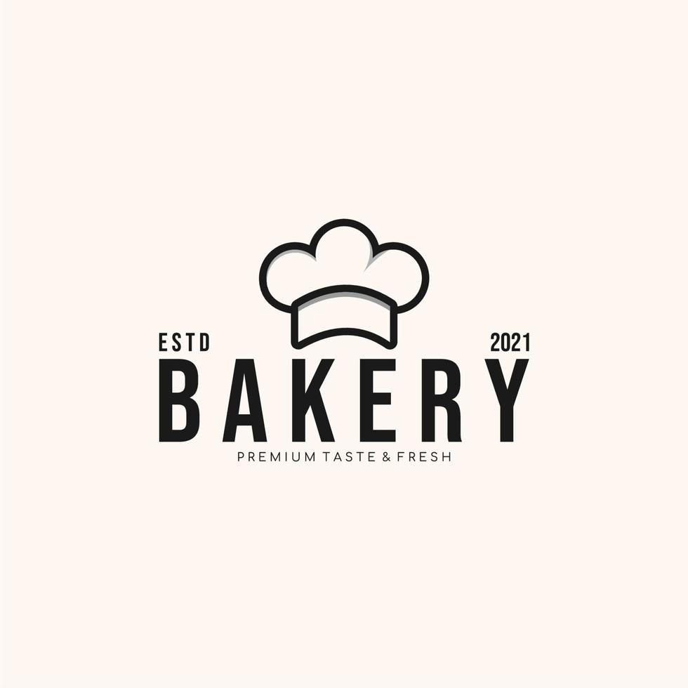 bageri logotyp med kock hatt i enkel stil. logotypdesign. vektor illustration.