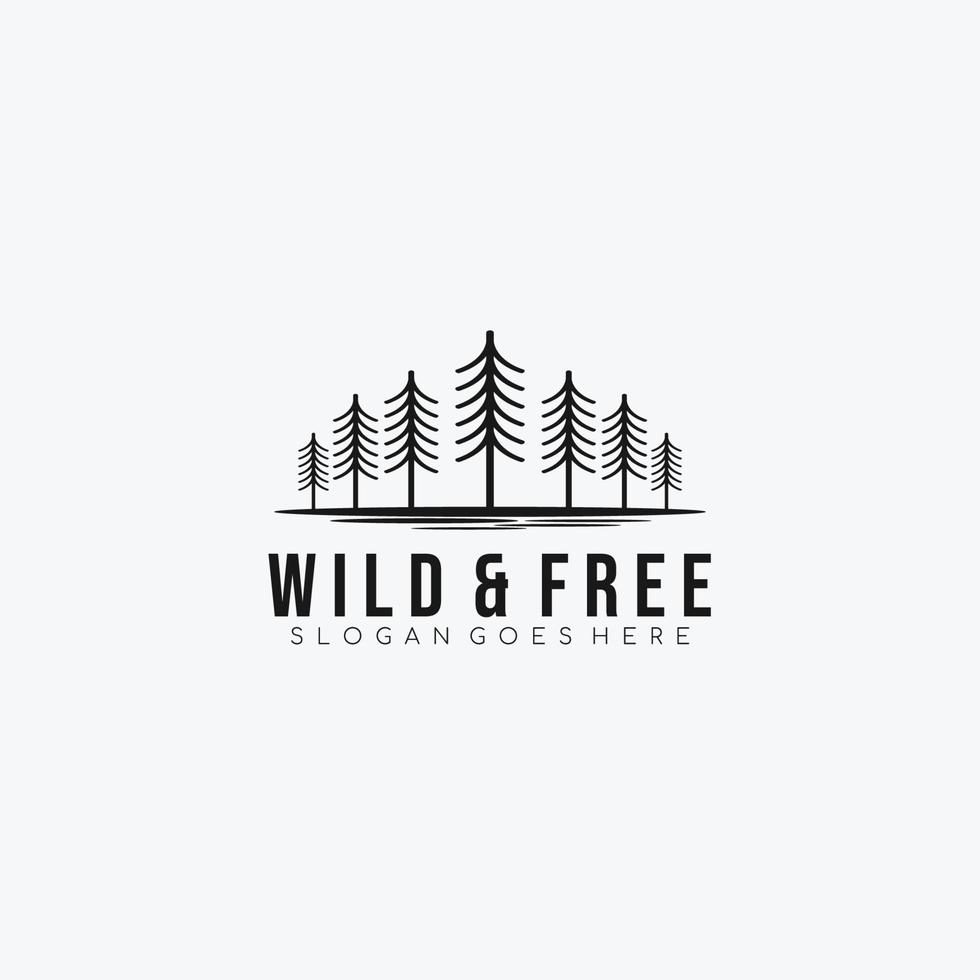 Wilde und kostenlose minimalistische Logo-Vorlage. Logo-Design im Freien. Vektor-Illustration. vektor