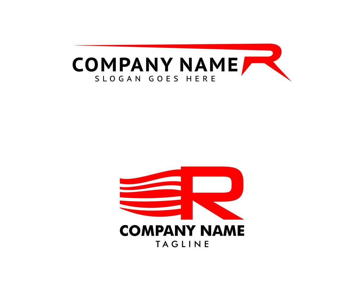 uppsättning av första bokstaven r snabb design logotyp vektor